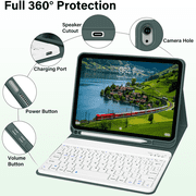 Kenke iPad (A16) 11th Generation 11 inch 2025 Keyboard Case,for iPad 10th Generation 10.9 inch 2022 with Pencil Holder,Soft TPU Back Stand Cover, Bluetooth Detachable Wireless Keyboard, Dark Green