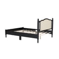thumbnail image 5 of Queen Size Black Wooden Platform Bed with Natural Rattan Headboard - Vintage Farmhouse Style, Pine Wood &amp; MDF Frame, Slat Support, 80" L - Perfect for Bedroom Retreat, 5 of 13