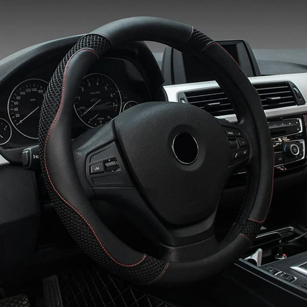 Funda para volante de coche de 38 cm - Seda suave y transpirable - Funda universal antideslizante - Duradera y segura - Fundas para volante de coche, camión y SUV