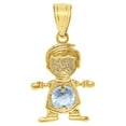thumbnail image 2 of 14k Yellow Gold Round-cut Cubic Zirconia March Birthstone Boy/Son Pendant with Square Wheat Chain, 2 of 3