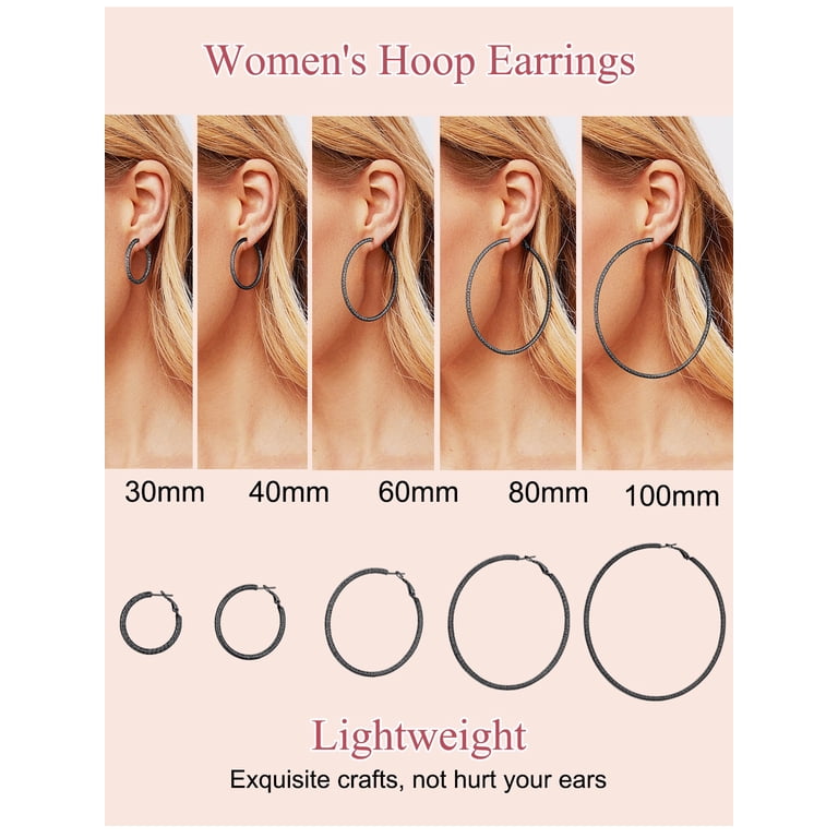 Natural Round Diamond Hoop Earrings in 14K Rose Gold (Size-3mm, Color-H