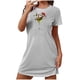 thumbnail image 2 of Camisón corto navideño para mujer, talla grande, cuello redondo, manga corta, estampado en el pecho, vestido de noche para mujer, 2 of 3
