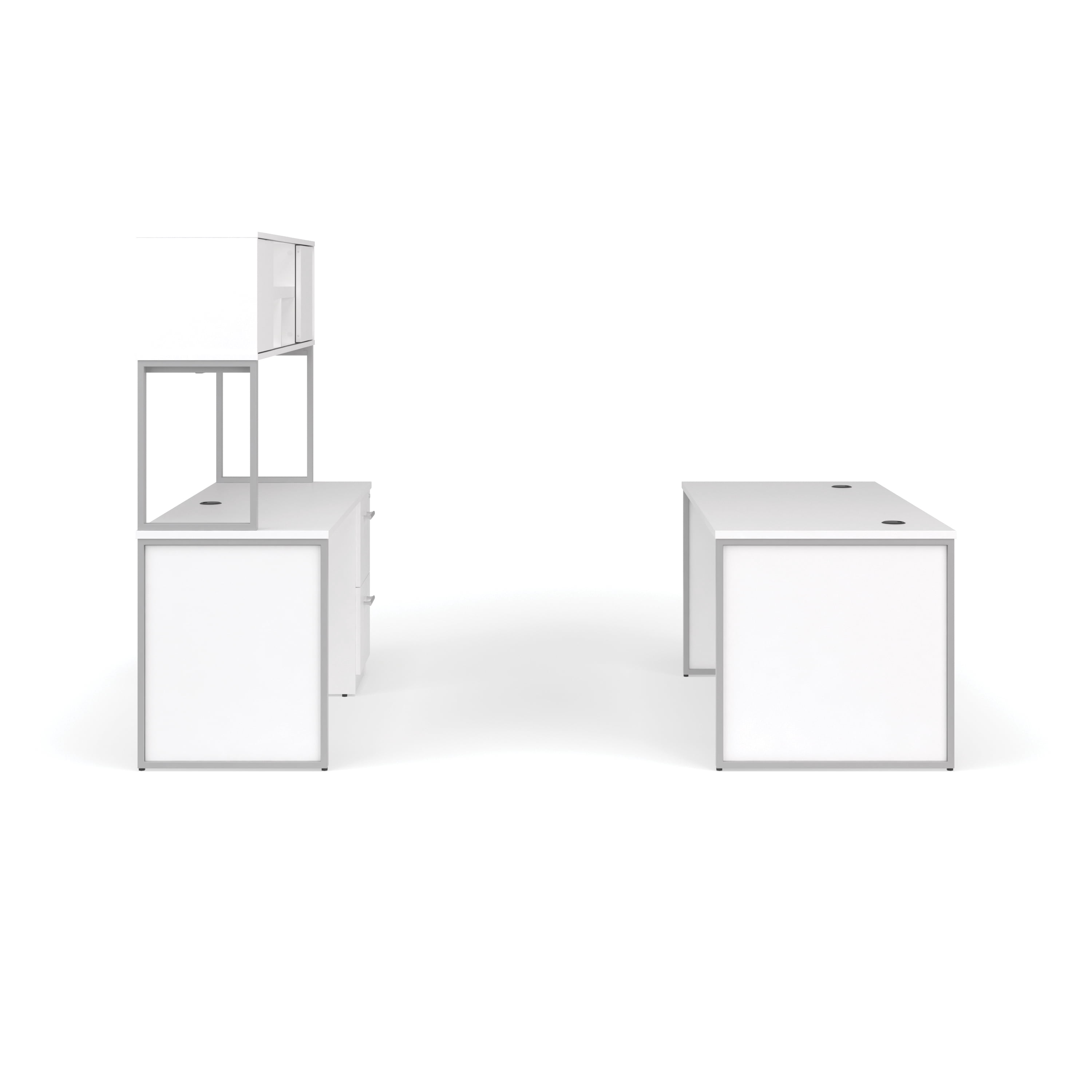 OFM Fulcrum Series Office Furniture Set, 60" Table Desk, 60" Credenza, Lateral 2-drawer Filing Cabinet, Hutch, Modesty Panel, Leg Panels, in Espresso