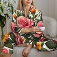 thumbnail image 6 of Pajama Sets for Women 2 Pcs, Colorful Floral Sunflower Daisy A Button Down Long Sleeve Sleepwear Lounge PJ Sets, 6 of 6