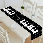HATIART Music Icon With Piano And Musical Notes Table Runner Placemat Tablecloth For Home Decor 14x72 Inch