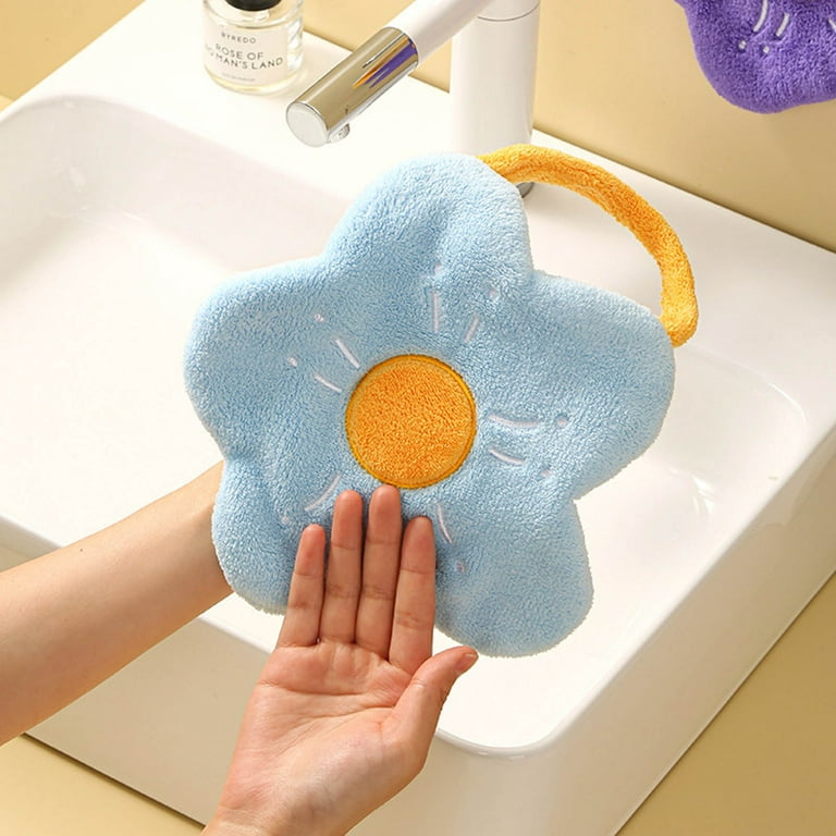 YYNKM Cute Hand Towels, Bathroom Towels With Hanging Loop, Children Hand  Towel Flower, Microfiber Coral Fleece Absorbent Hand Towel For Kitchen  Bathroom Bedroom 