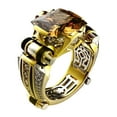 thumbnail image 2 of Women Ring Faux Square Crystal Two-tone Vintage Cool Punk Gift Hollow Bling Cubic Zirconia Ladies Finger Ring for Party, 2 of 8