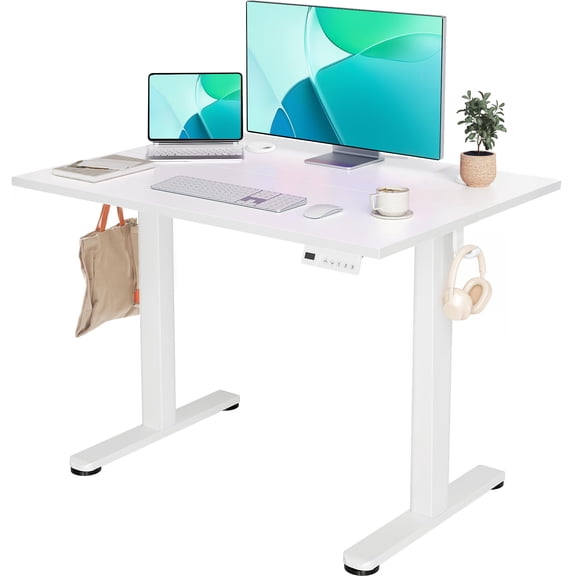Electric Height Adjustable Standing Desk, 40 x 24 Inch Home Office Desk with Cable Management