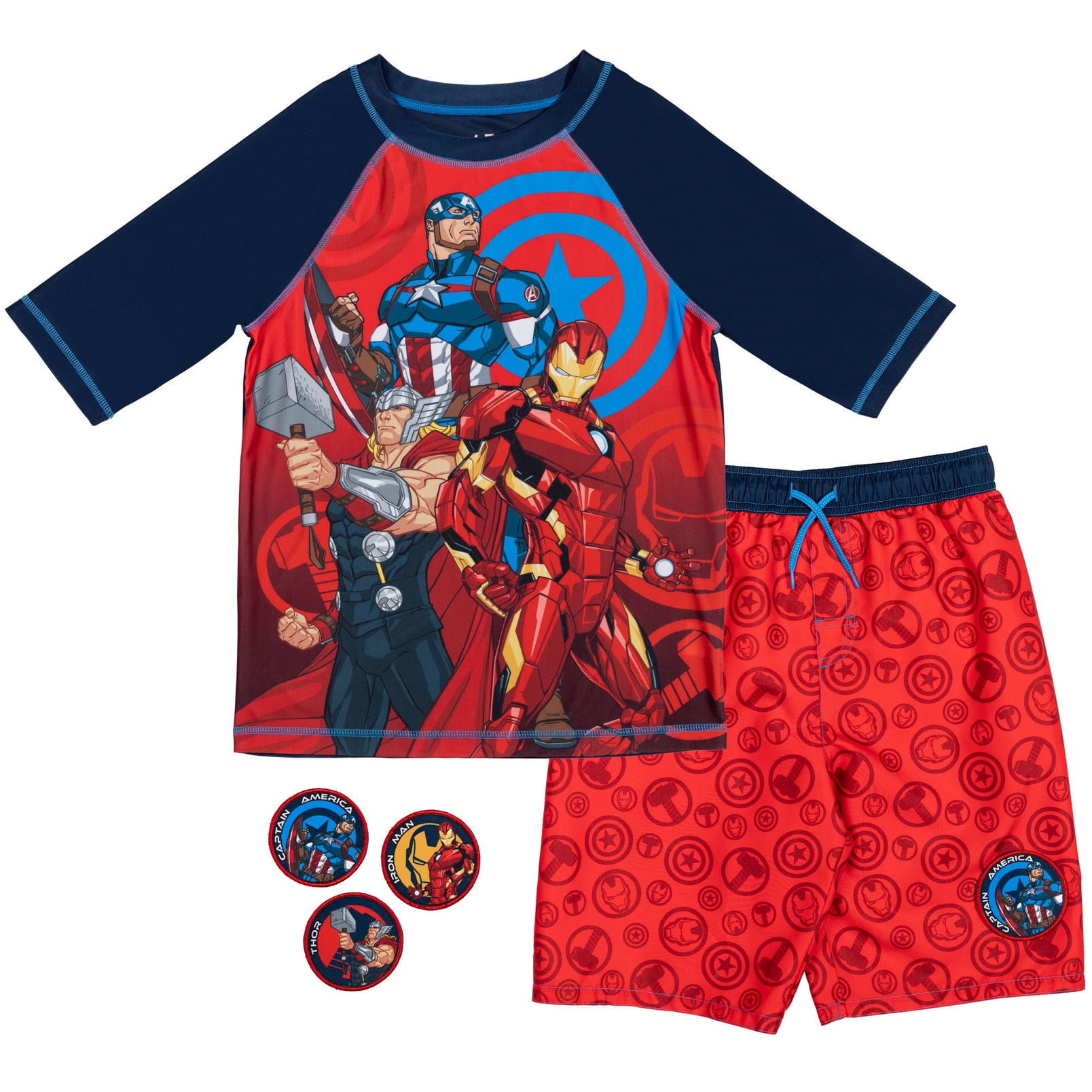 Marvel Avengers Captain America Iron Man Thor Big Boys Swim Rash Guard ...