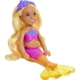 thumbnail image 3 of Barbie Dreamtopia Chelsea Mermaid Small Doll with Removable Hair Accessory, Wavy Blonde Hair & Ombre Tail, Bends at Waist, 3 of 5