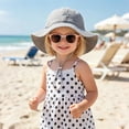 thumbnail image 2 of Ccpelsie Baby Sun Hat Sun Protection Toddler Bucket Hat Summer Beach Hats with Wide Brim for 2t 3t 4t 5t 6t Girls Boys(Grey,0-12 Months), 2 of 3