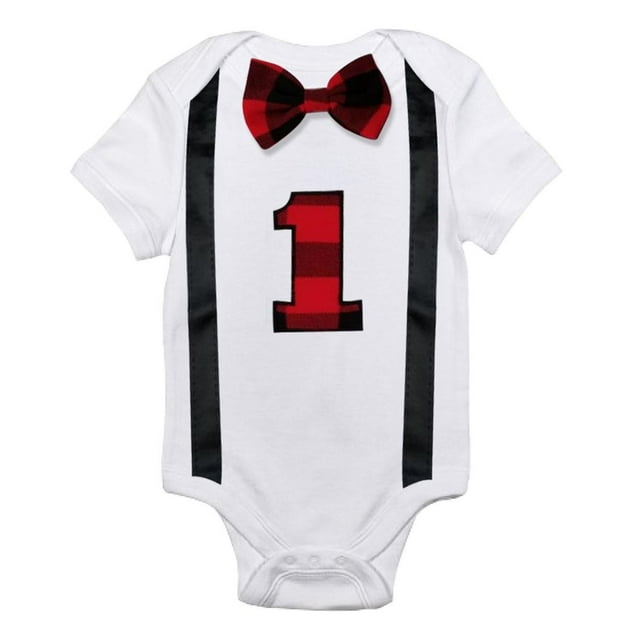 Baby Boy Handsome Bodysuits Romper First 1st Birthday Gentleman Bow Jumpsuit Outfits