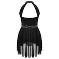 thumbnail image 4 of TSSOE Girls Sequins Ballet Dance Lyrical High Low Chiffon Dress Kids Leotard with Irregular Skirt Costume Black&White 6, 4 of 7