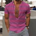 thumbnail image 2 of Fancifize Summer Clearnce Mens Casual Striped Henley Shirt Big and Tall Button Down Shirts Short Sleeve Loose Fit Summer Beach Shirt, 2 of 5
