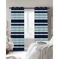 thumbnail image 4 of Navy Blue Turquoise Striped Blackout Curtains for Bedroom Living Room Darkening Curtains 63 Inches Long Gradient Horizontal Lines Window Curtain 2 Panels Set Window Treatment Grommet Drapes 42"x63", 4 of 9