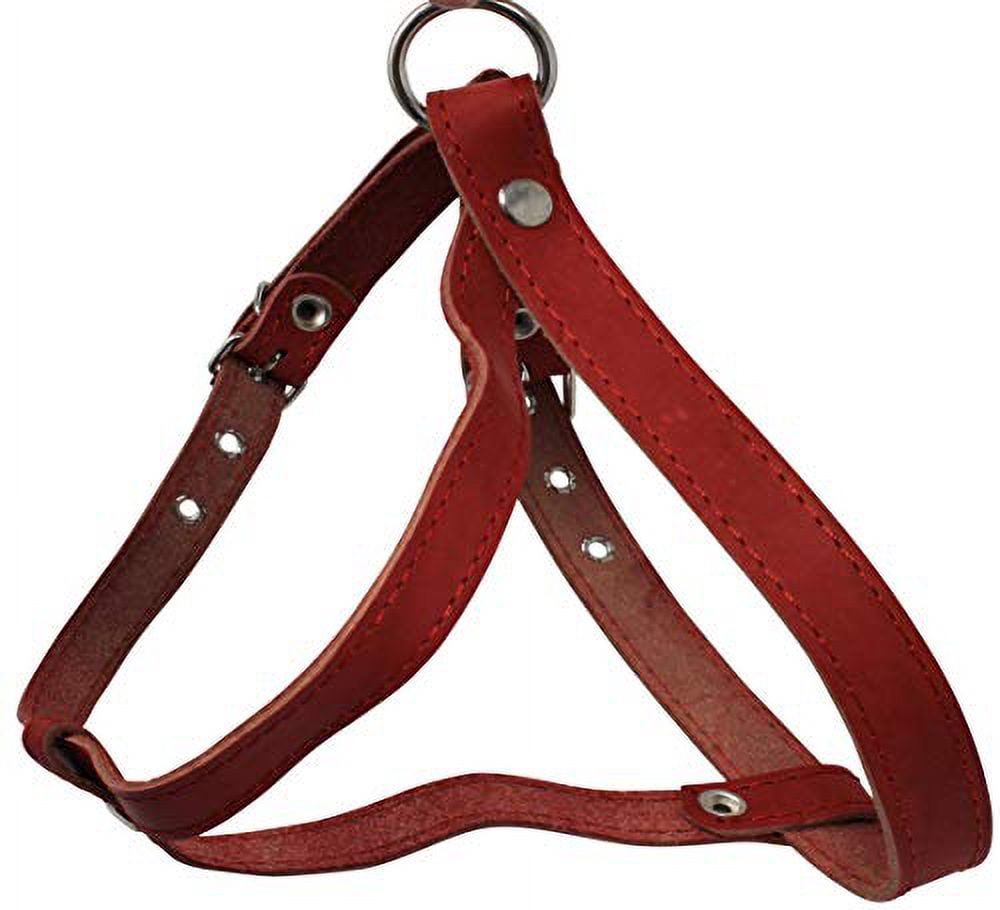 High Quality Red Leather Dog Harness Medium. 21"-25" Chest, 1" Wide Straps