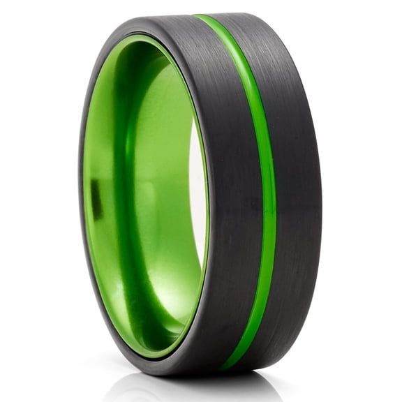 Green Tungsten Ring,Green Wedding Ring,Engagement Ring,8mm Wedding Ring,Anniversary Ring,Comfort Fit