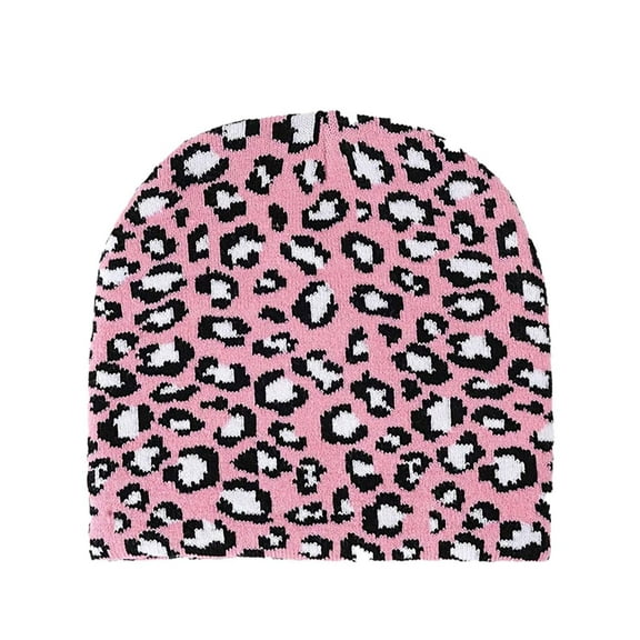 Leopard Print Knit Beanie, Unisex Warm Winter Skull Cap, Stretchable Casual Sports Hat