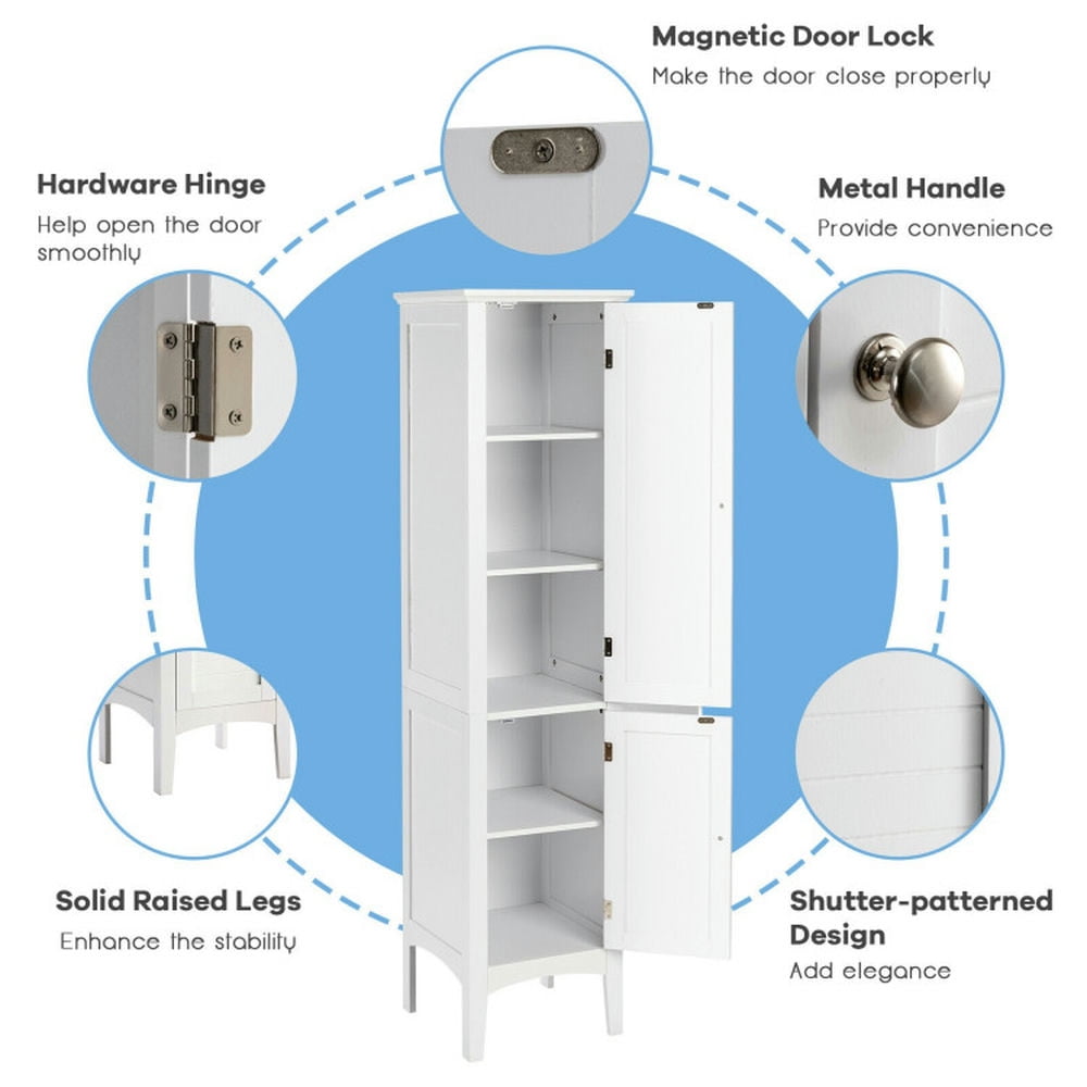 Finihen Bathroom Storage Cabinet, Bathroom Floor Cabinet, Freestanding Bathroom Storage Cabinet for Kitchen and Living Room, for Bathroom, Living Room, Bedroom, Kitchen, White Finihen Bathroom Storage Cabinet, Bathroom Floor Cabinet, Freestanding Bathroom Storage Cabinet for Kitchen and Living Room, for Bathroom, Living Room, Bedroom, Kitchen, White