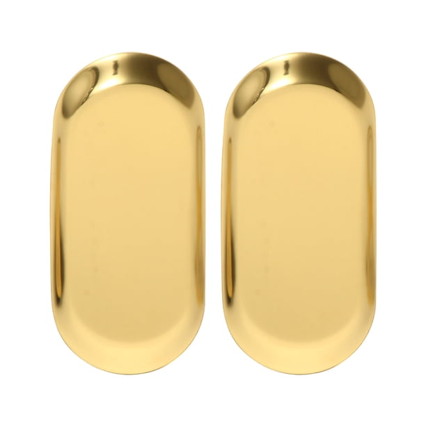 2 Unids Bandejas de acero inoxidable Bandejas de frutas Bandejas de almacenamiento Platos de sushi (Dorado)