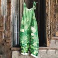 thumbnail image 2 of lcziwo Jumpsuits for Women 2025 St. Patrick's Day Sleeveless Straps Overalls Funny Irish Clover Graphic Print Rompers Summer Cotton Linen One Piece Pants Green S, 2 of 6