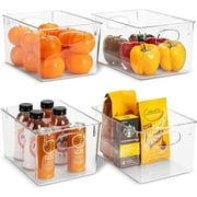 Sorbus 4 Pack Clear Plastic Storage Bins with Handles - Refrigerator, Freezer, Pantry, Organizers
