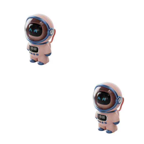 Matsuzay Modelo de astronauta Altavoz inalámbrico Audio Radio Reproductor de música Reloj despertador Altavoz nocturno electrónico Rosa 2piezas