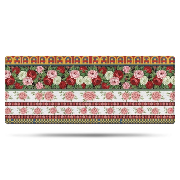 Pioneer Flower Floral Print Pattern Bathroom Rugs Mat, Non Slip Microfiber Bathroom Rug with Rubber Backing, Soft Mats for Bathroom Floor Tub Shower, 24"x60"