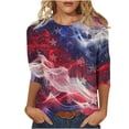 thumbnail image 2 of Cavosen Red White and Blue Clothes for Women Patriotic 3/4 Sleeve Crew Neck Tops USA Flag Print T Shirts Lady XL Independence Day Casual Tops 4th of July Tunic Tees 2025 Patriotic Clothes, 2 of 5