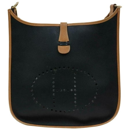Evelyne Bicolor Brown 870509 Black Leather Shoulder Bag