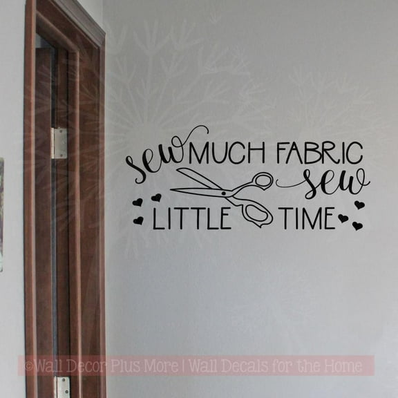 Seamstress Art Decals Sewing Room Wall Stickers Sew Little Time Vinyl Letters 23x10-Inch Black