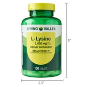 Spring Valley L-Lysine Amino Acid Supplements, 1000 mg, 100 Count