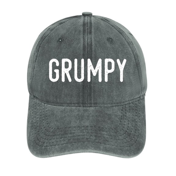 Grumpy Gray Baseball Cap for Men Women, Adjustable Snapback Hats Cotton Hat
