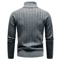 thumbnail image 2 of Lu's Chic Men's Quarter-Zip Sweater Top Knitted Pullover Long Sleeve Fall Cotton Thermal Knitwear Dark Grey 38, 2 of 2