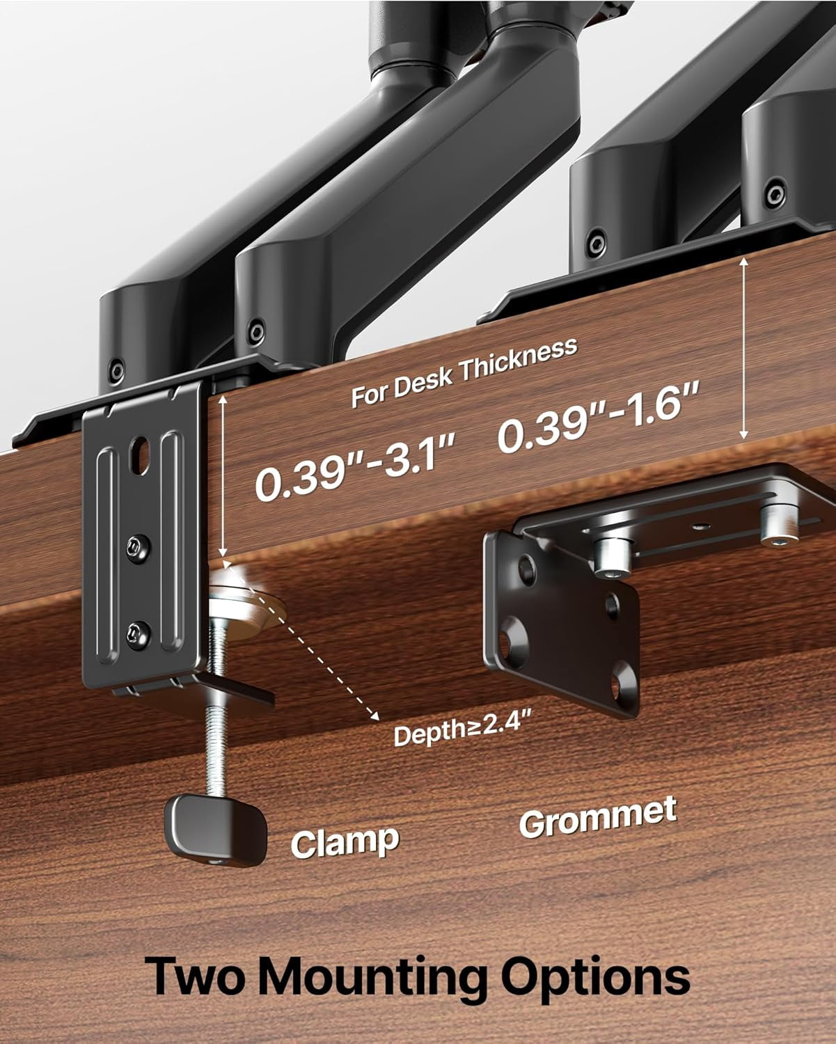 Dual Monitor Stand for Desk, 17-32 Inch Mechanical Spring Dual Arm, Heavy Duty Steel Adjustable Monitor Mount, Full Motion VESA 75x75/100x100, C-Clamp & Grommet, Holds  to 20 lbs Each