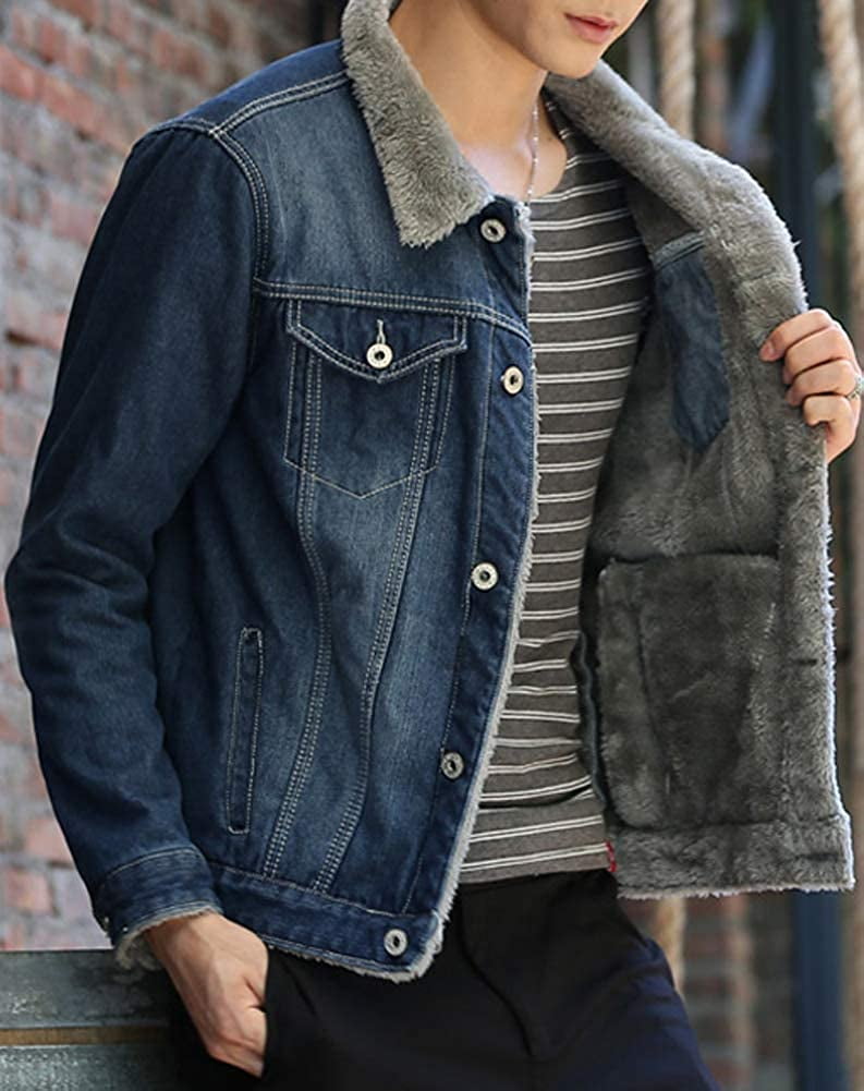 Men's Winter Fleece Lined Denim Jacket 