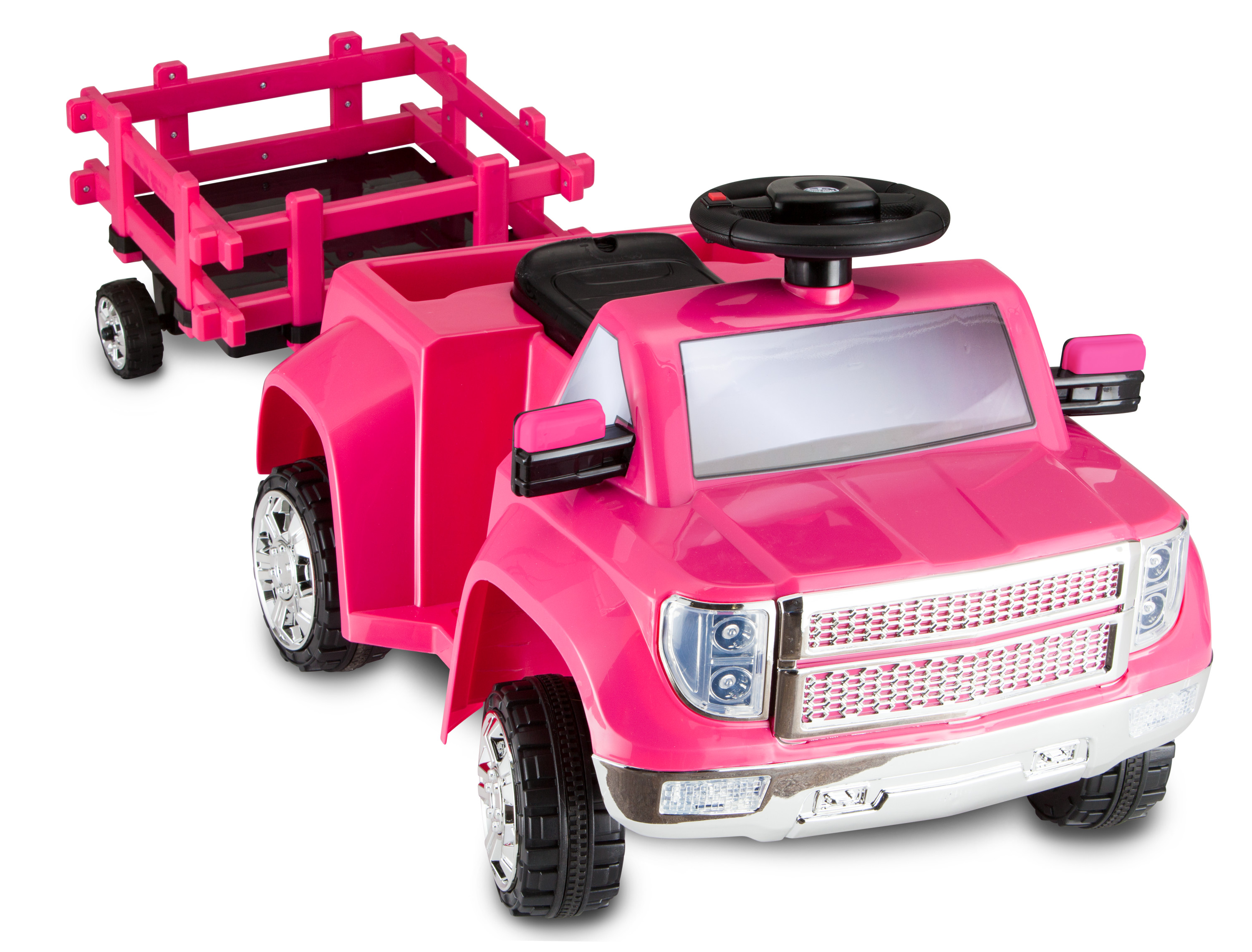 Heavy Hauling Truck with Trailer Toddler Ride-On Toy by Kid Trax, pink - image 2 of 8