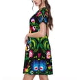 thumbnail image 2 of Goofa Roosters and Flowers Pattern Women Summer Short Sleeve Midi Dress with Pockets Casual Aline Flowy Tshirt Dress Vocation Beach Sundress, 2 of 6