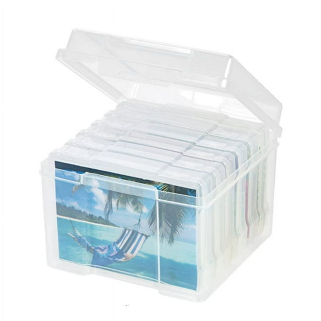 Transparent 5x7 Inch Multi-Purpose Storage Organizer Box - Durable New Material Container for Photos, Small Parts, Hardware, Seeds, and Cables with Portable, Classified Design for Home, Office, and