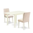 thumbnail image 2 of East West Furniture 3-Piece Dining Room Table Set-A Dinning Table and 2 Linen FabricKitchen Chairs with High Back - Linen White Finish, 2 of 10