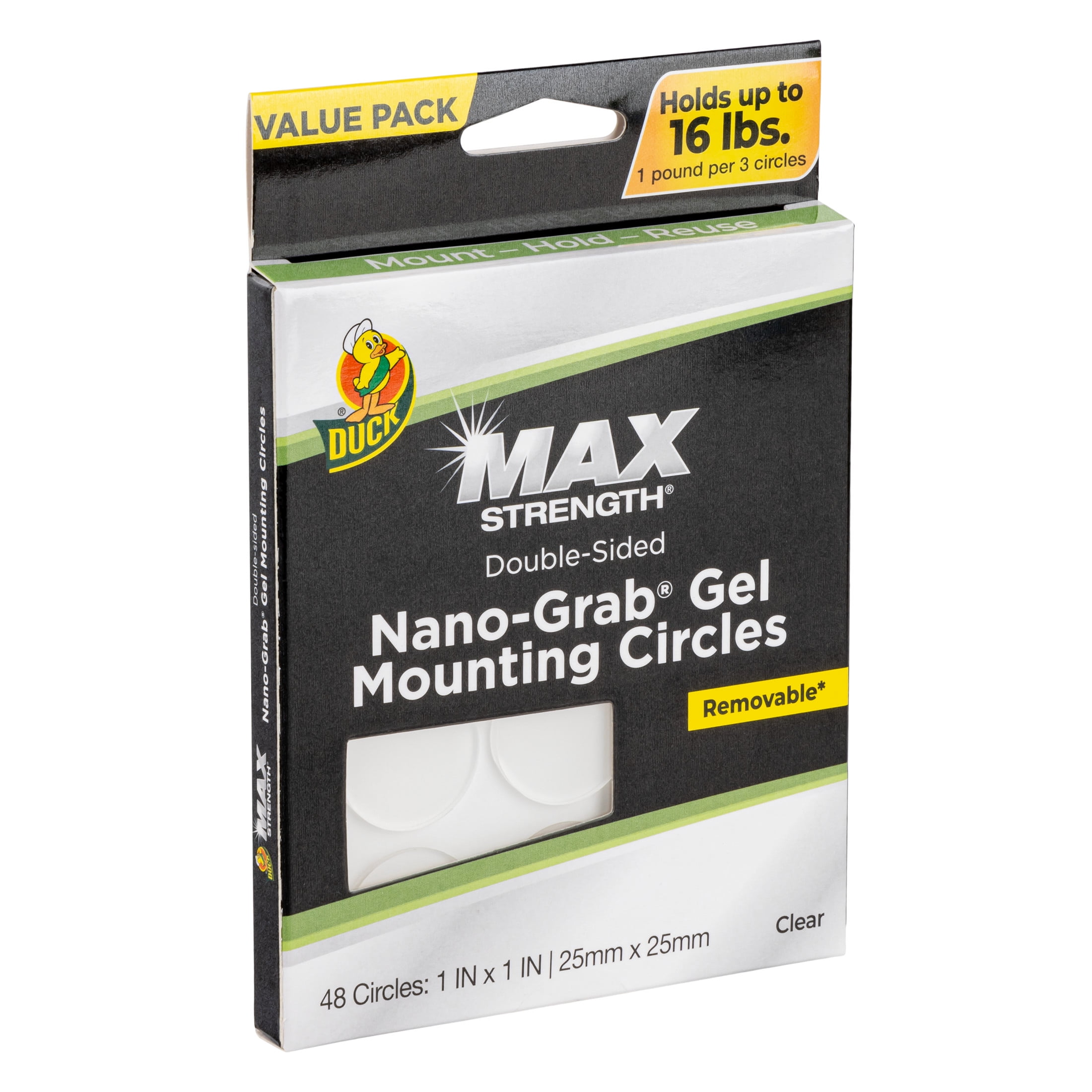Duck Max Strength Nano-Grab 1 in. x 1 in. Mounting Circle Tabs, 48 Pack