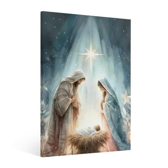 Vintage Jesus Nativity Scene Canvas Wall Art Paint , Christian Jesus Wall Art Decor,Christmas Wall Religious Artwork for Prayer Church Home Living Room,Bedroom Wall Decor Framed