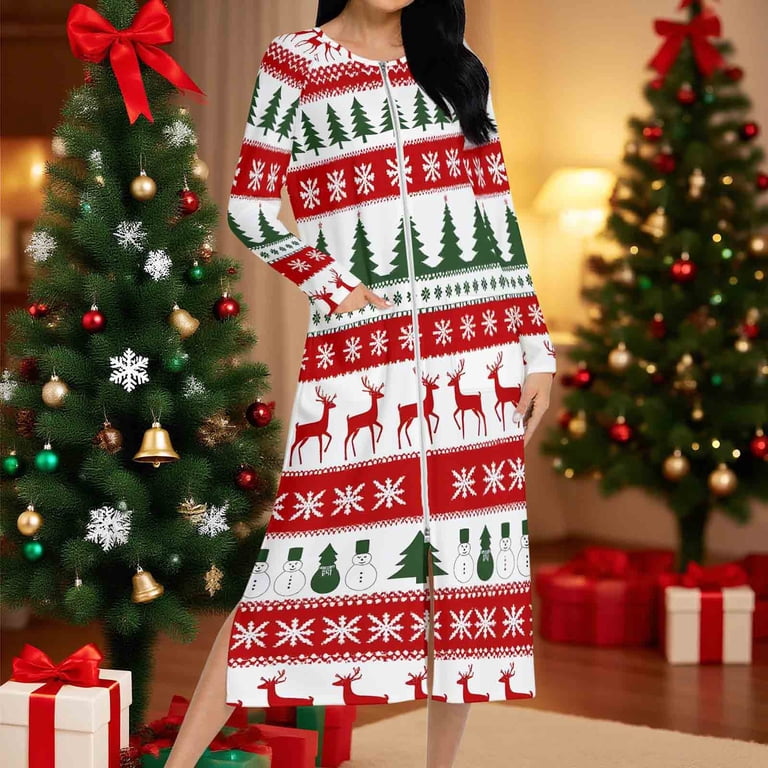 christmas pajama dress Garfield Comic Women's Meow-y Nightgown Shirt For Adults (X-Small) at Amazon Women's Clothing store and a bold holiday bow print Women Christmas Nightgown Long Sleeve
