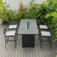 thumbnail image 3 of LeisureMod 5-Piece Patio Dining Bar Set Aluminum Rectangular Fire Pit Table with Tank Holder and 4 Barstool with Removable Cushions for Modern Home, Backyard, Garden Chelsea Collection in Light Grey, 3 of 11