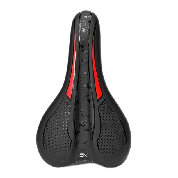 Sonducket Cojín de asiento de bicicleta PU cuero amortiguador tira reflectante sillín bicicleta de montaña montar almohadilla transpirable azul Ciclismo Rojo Sonducket OD023453-01