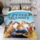 thumbnail image 4 of Peter Rabbit Conjunto de sábanas temático, trío de piezas, cómodo y amigable con la piel, diseño único, regalo de decoración para el hogar para familiares, amigos y fans,140cm *210cm, 4 of 6