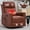 Red, variant on Genuine Leather Manual Recliner Chair, Heat Massage Recliner with Rocker and Swivel for Living Room Home Theater, Orange