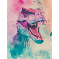 Colorful Raptor Dinosaur Head Canvas Print/Wall Art, Suitable for Living Room, Bedroom, Office, Studio, and Game Room Decoration.