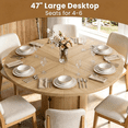 thumbnail image 5 of Round Dining Table for 4-6, PAPROOS 47'' Large Wood Kitchen Table, Dining Room Table with Storage & Wide Tabletop, Circle Dining Table Dinner Table for Kitchen Dining Room, Natural(Only Table), 5 of 10
