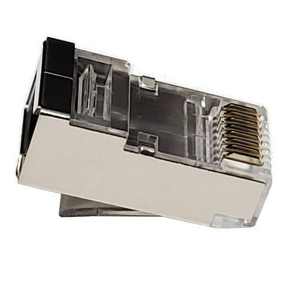 Micro Connectors C20-088L6S-50 Cat 6 24AWG Shielded Modular Plug with Load Bar, Silver - Pack of 50